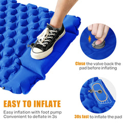 Inflatable Camping Mat Built in Pump（Royal blue）