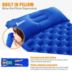 Inflatable Camping Mat Built in Pump（Royal blue）