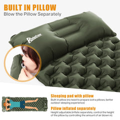 Inflatable Camping Mat Built in Pump（Army Green）