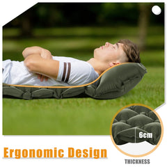 Inflatable Camping Mat Built in Pump（Army Green）