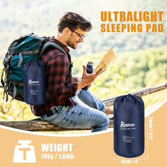 Inflatable Camping Mat Built in Pump（Navy Blue）