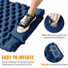 Inflatable Camping Mat Built in Pump（Navy Blue）