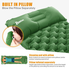 Inflatable Camping Mat Built in Pump（Pine Green）